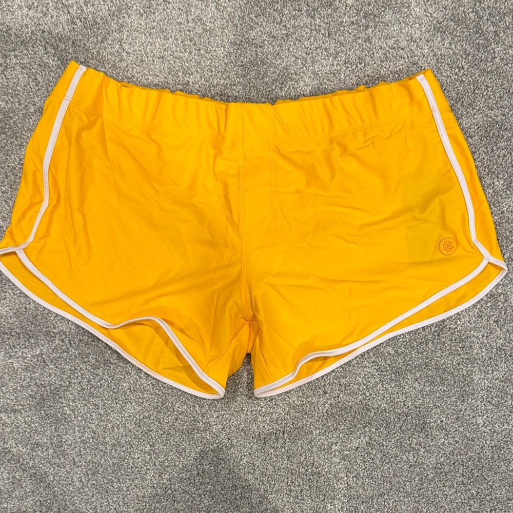 Orange Men's Swim Shorts with White Trim